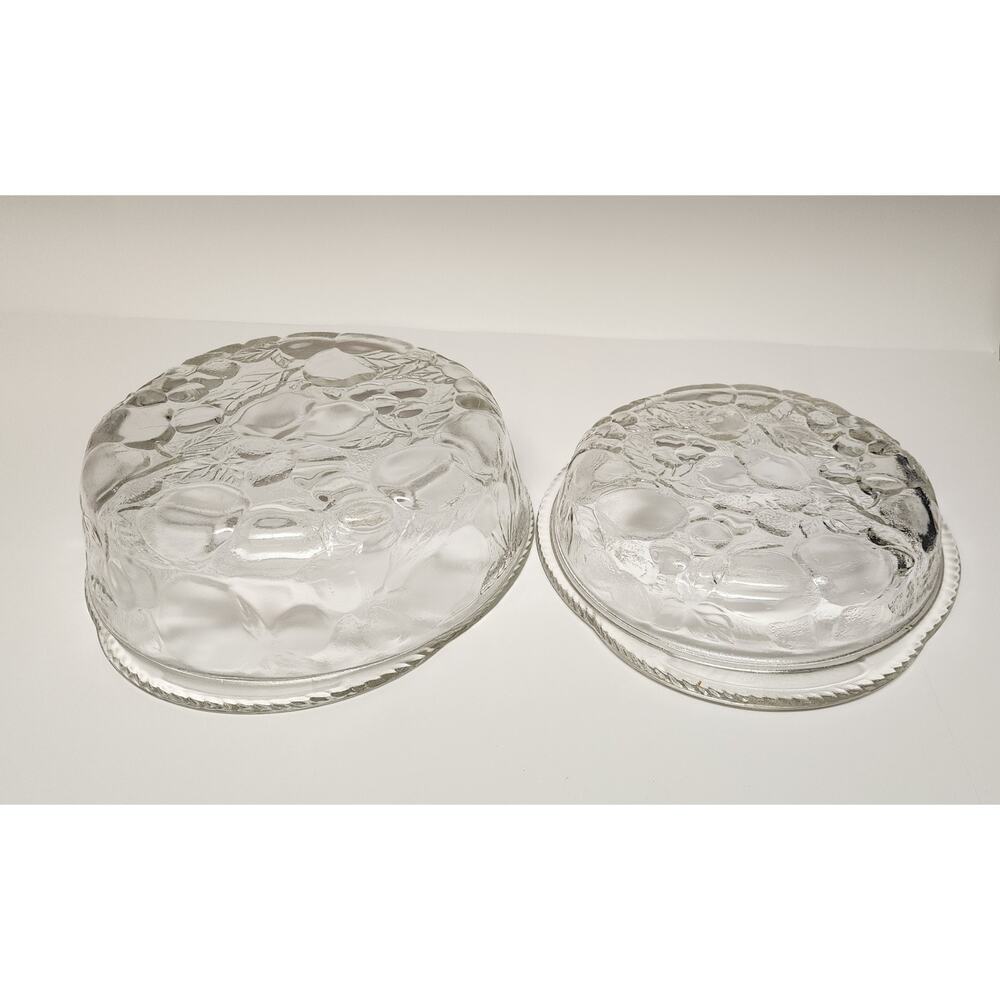 Libbey Orchard Fruit Clear Glass 3Qt Round Casserole Baking Dish & Pie Plate Lid